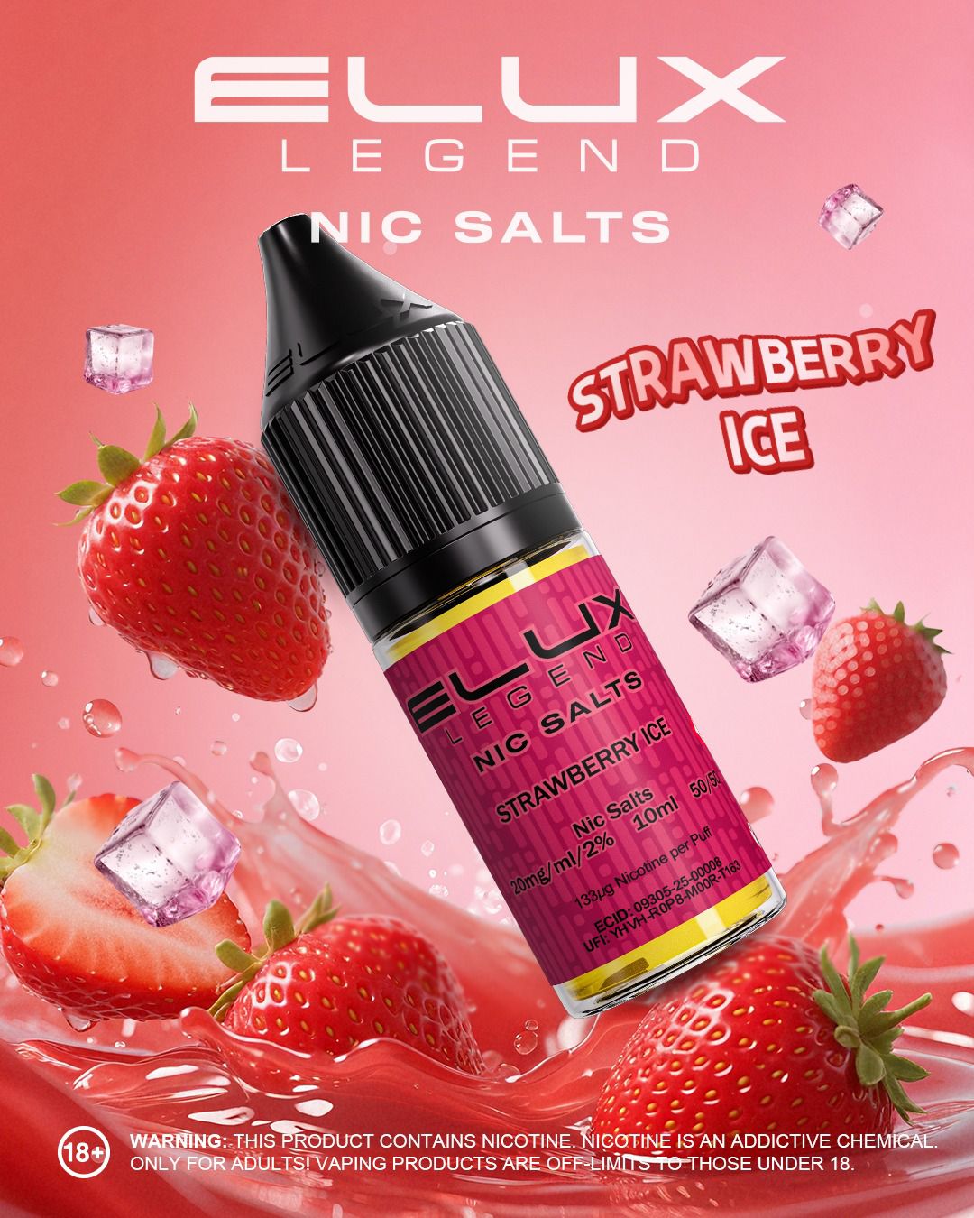 Buy Elux Legend 10ml Nic Salt - Pack of 10 Strawberry Ice *New*