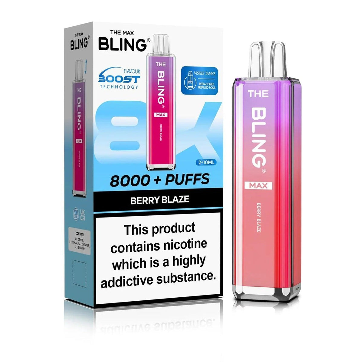 Buy Crystal Bling Max 8000 Prefilled Pod Kit Box of 5 Berry Blaze