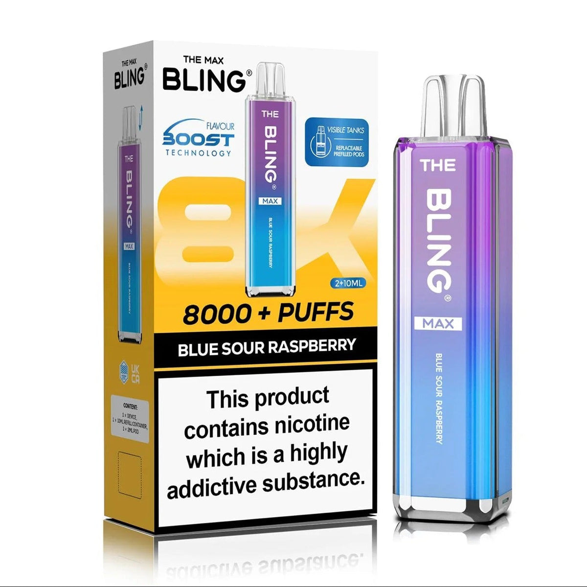 Buy Crystal Bling Max 8000 Prefilled Pod Kit Box of 5 Blue Sour Raspberry