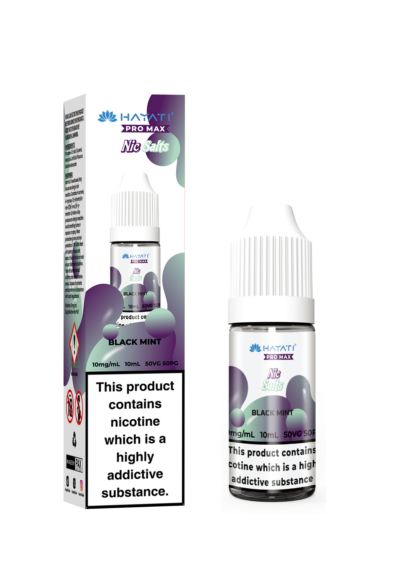 Buy Hayati Pro Max 10ml Nic Salt E-Liquid - Pack of 10 Black Mint