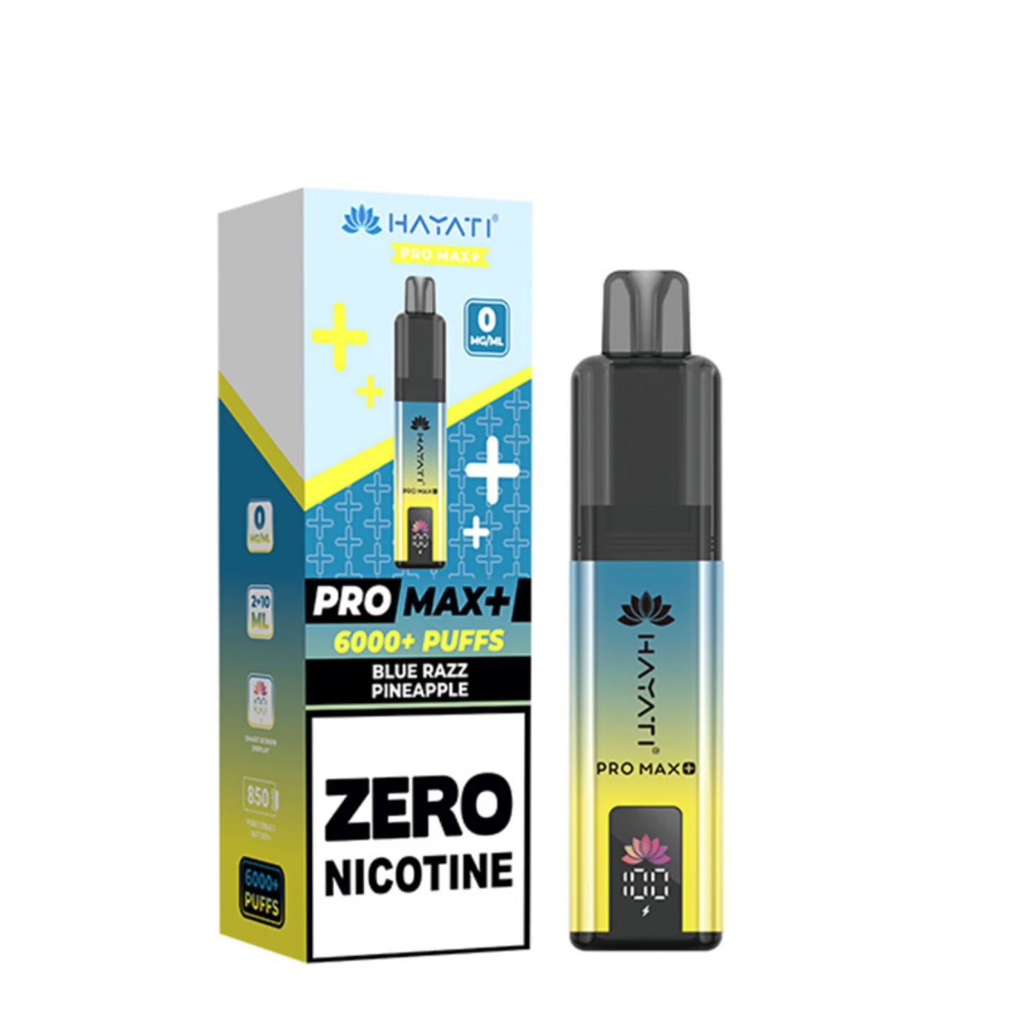 Buy 0mg Hayati Pro Max Plus 6000 Vape Kit Box of 5 Blue Razz Pineapple 0MG