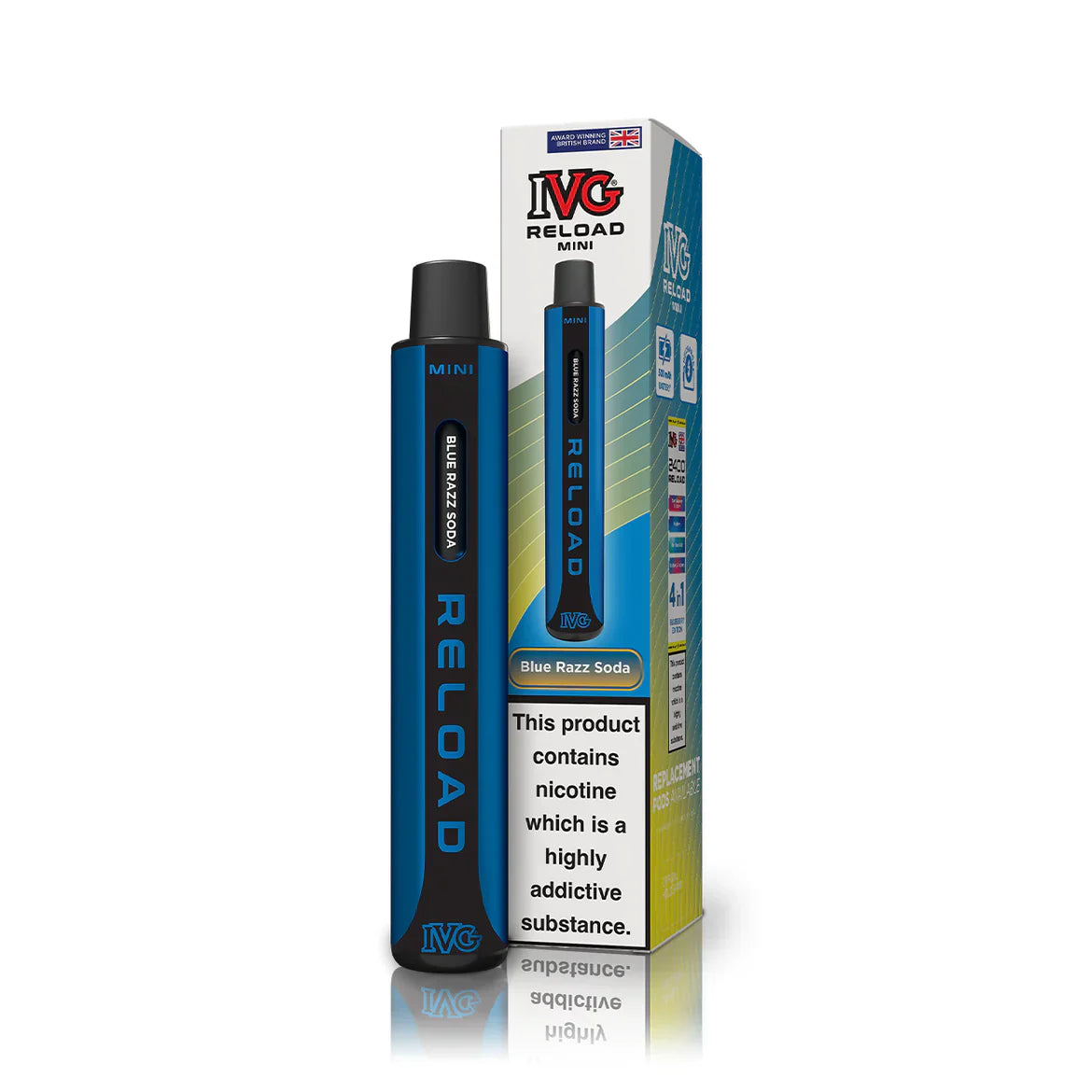 Buy IVG Reload Mini Pod Vape Kit Box Of 10 Blue Razz Soda
