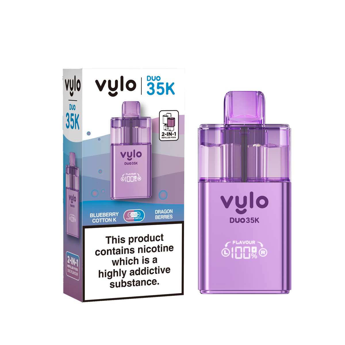Buy Vylo Duo 35k Prefilled Pod Kit Box of 5 Blueberry Cotton Dragon Berries
