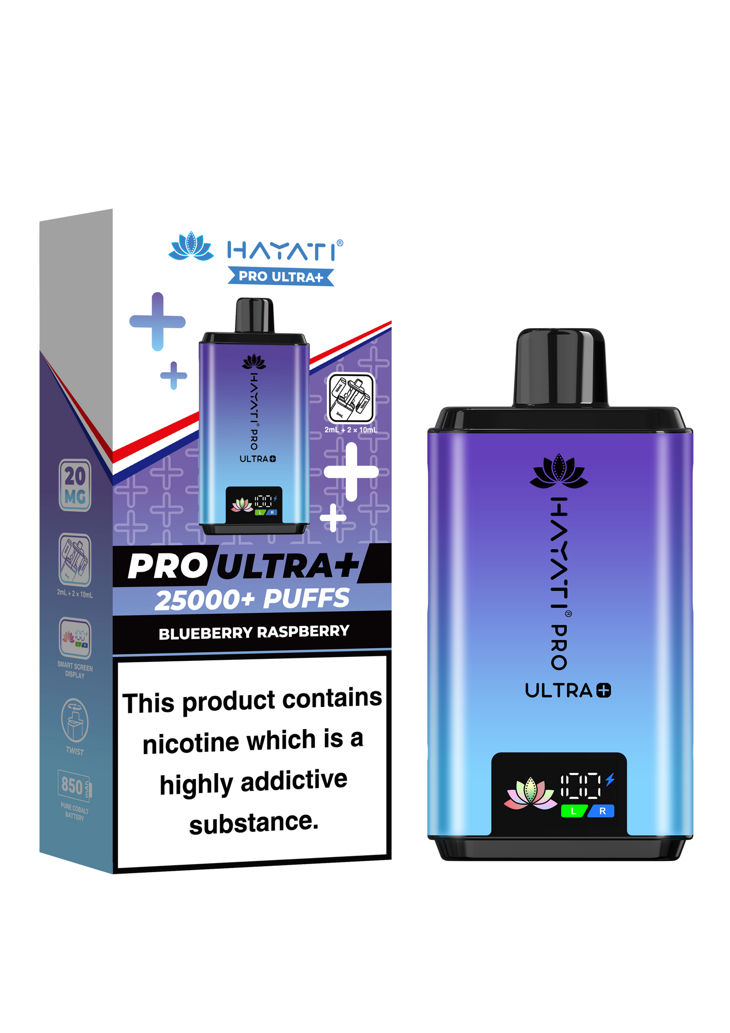 Buy Hayati Pro Ultra Plus 25k Prefilled Vape Kit Box of 5 Blueberry Raspberry