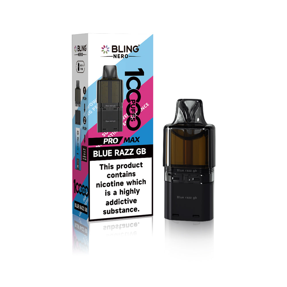 Buy Crystal Bling Nero 10k Prefilled Pods Box of 5 Blue Razz GB