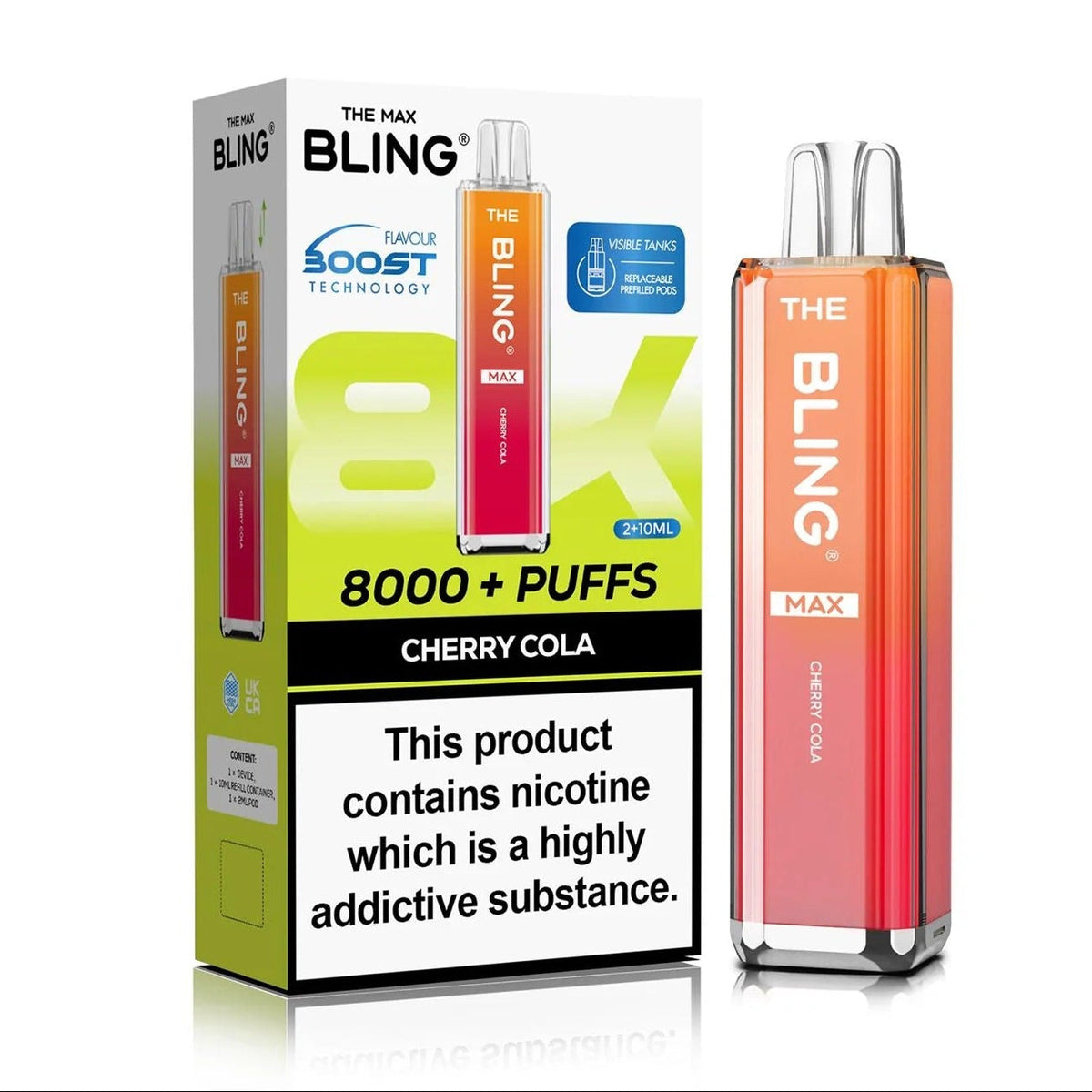 Buy Crystal Bling Max 8000 Prefilled Pod Kit Box of 5 Cherry Cola