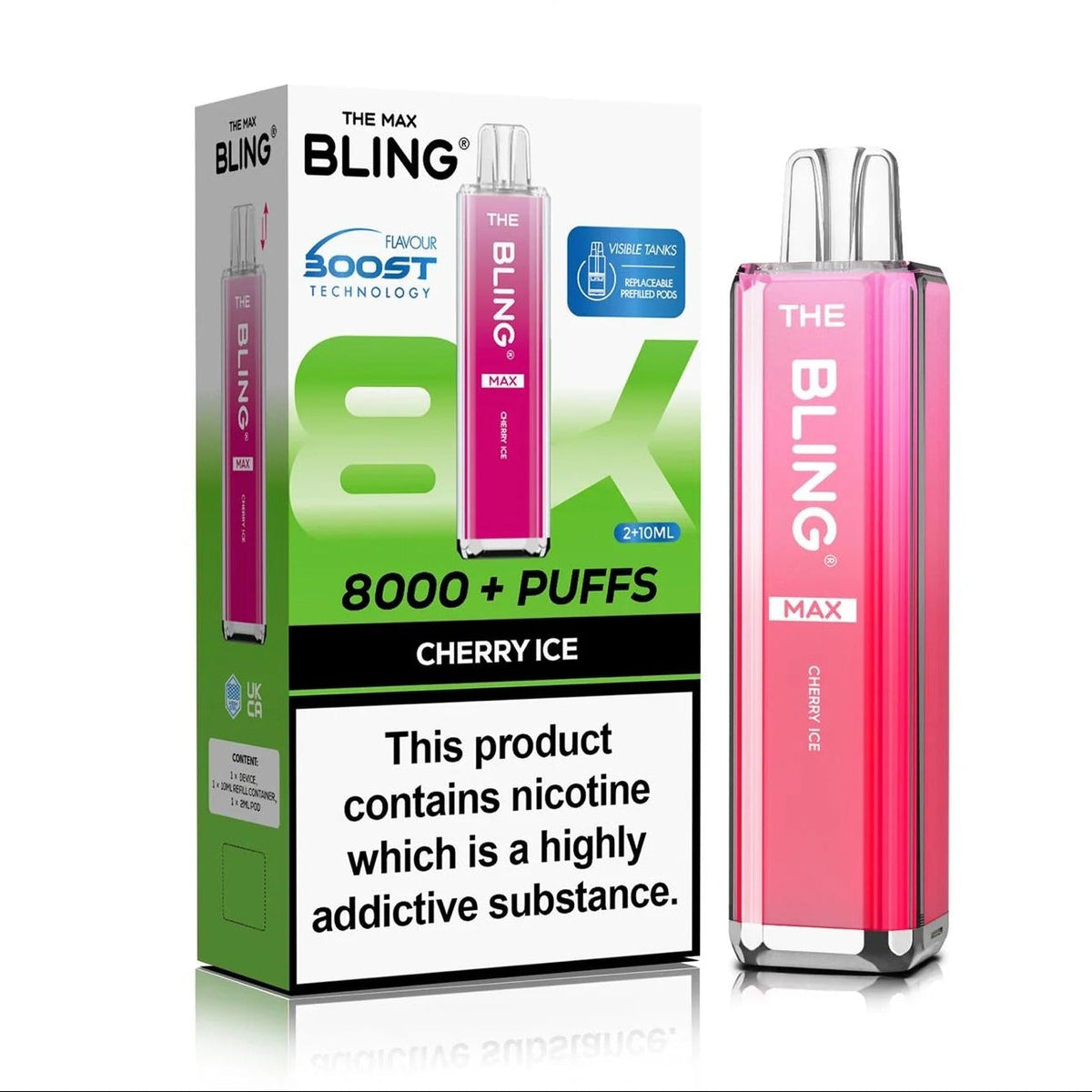 Buy Crystal Bling Max 8000 Prefilled Pod Kit Box of 5 Cherry Ice