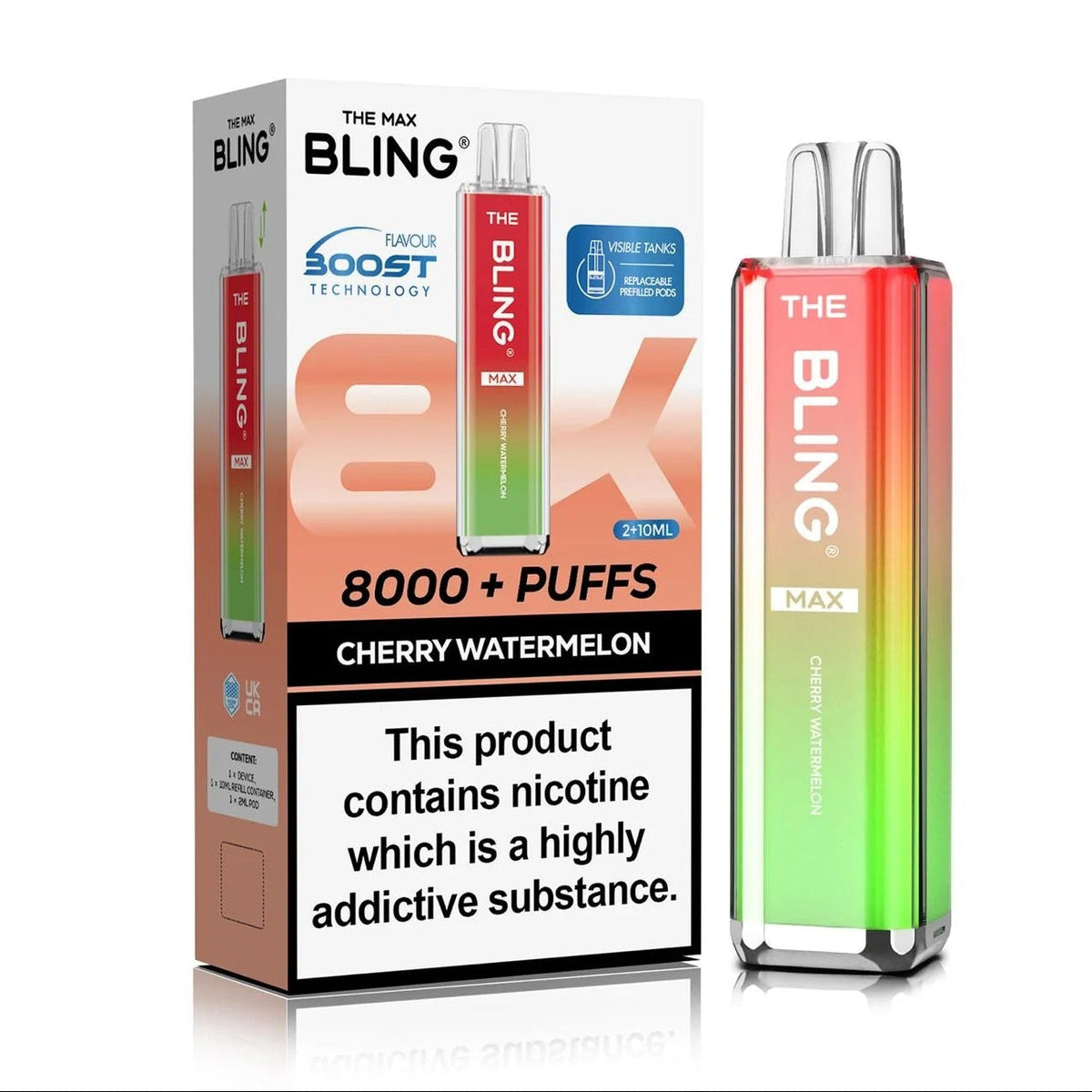 Buy Crystal Bling Max 8000 Prefilled Pod Kit Box of 5 Cherry Watermelon