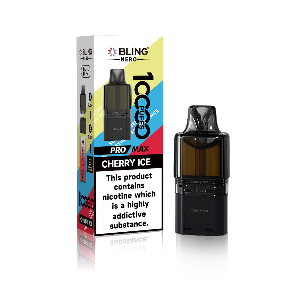 Buy Crystal Bling Nero 10k Prefilled Pods Box of 5 Cherry Ice
