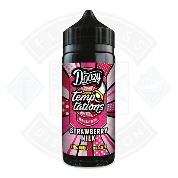 Buy Doozy Vape Temptations- Strawberry Milk 0mg 100ml Shortfill