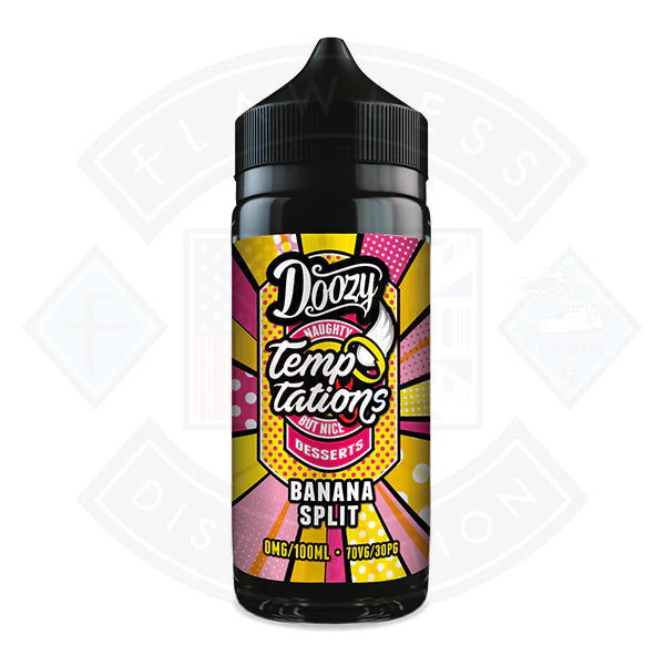 Buy Doozy Vape Temptations- Banana Split 0mg 100ml Shortfill