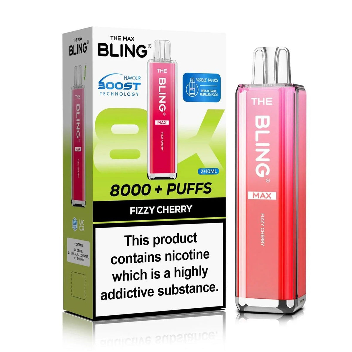Buy Crystal Bling Max 8000 Prefilled Pod Kit Box of 5 Fizzy Cherry