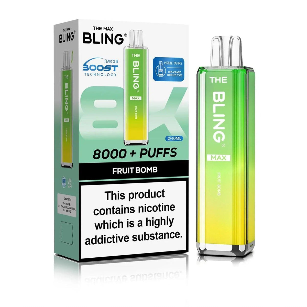 Buy Crystal Bling Max 8000 Prefilled Pod Kit Box of 5 Fruit Bomb