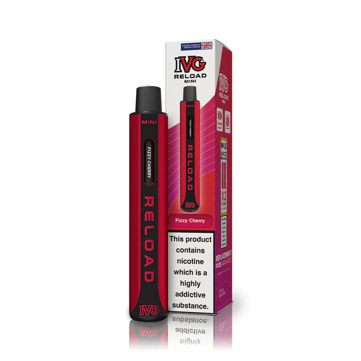 Buy IVG Reload Mini Pod Vape Kit Box Of 10 Fizzy Cherry