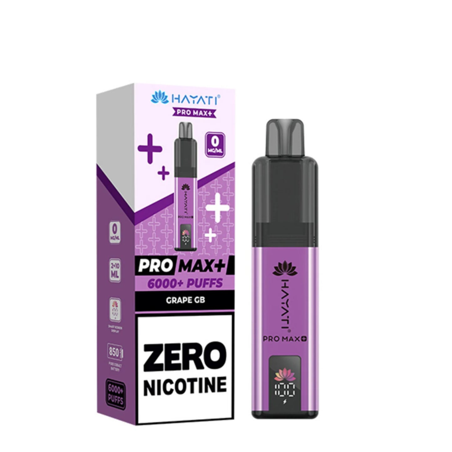Buy 0mg Hayati Pro Max Plus 6000 Vape Kit Box of 5 Grape GB 0MG