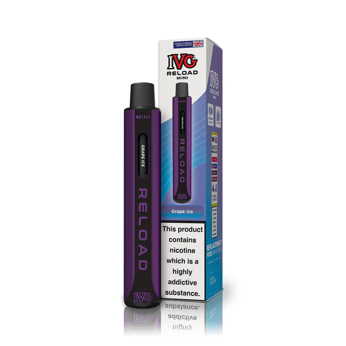 Buy IVG Reload Mini Pod Vape Kit Box Of 10 Grape Ice