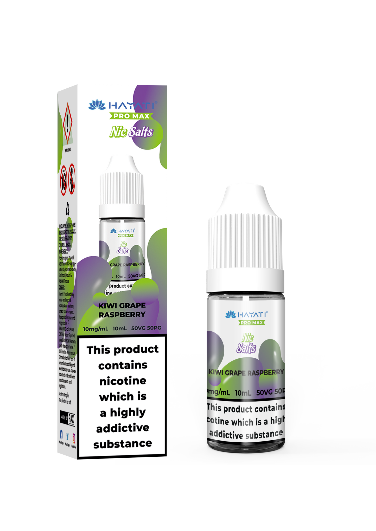 Buy Hayati Pro Max 10ml Nic Salt E-Liquid - Pack of 10 Kiwi Grape Raspberry
