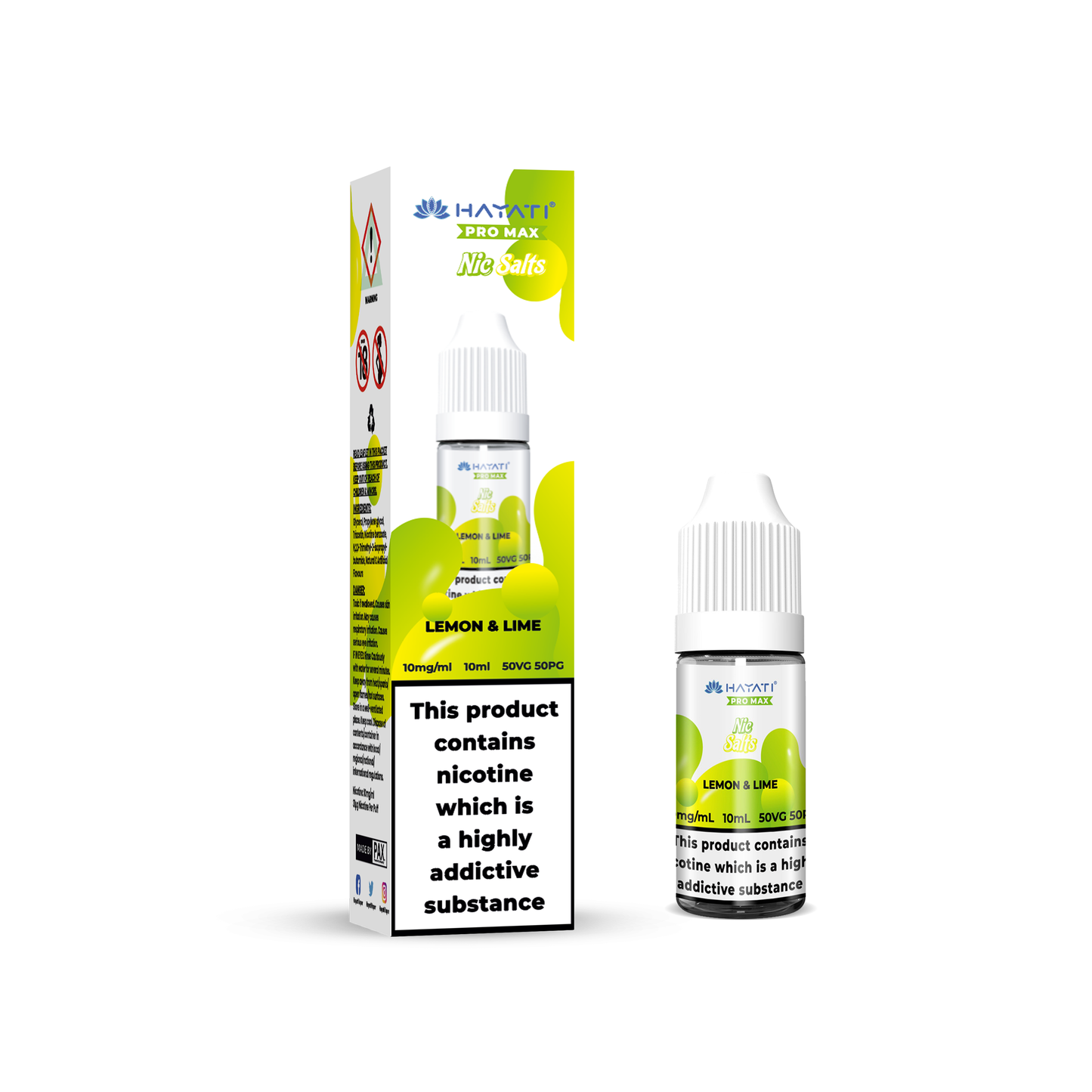 Buy Hayati Pro Max 10ml Nic Salt E-Liquid - Pack of 10 Lemon & Lime