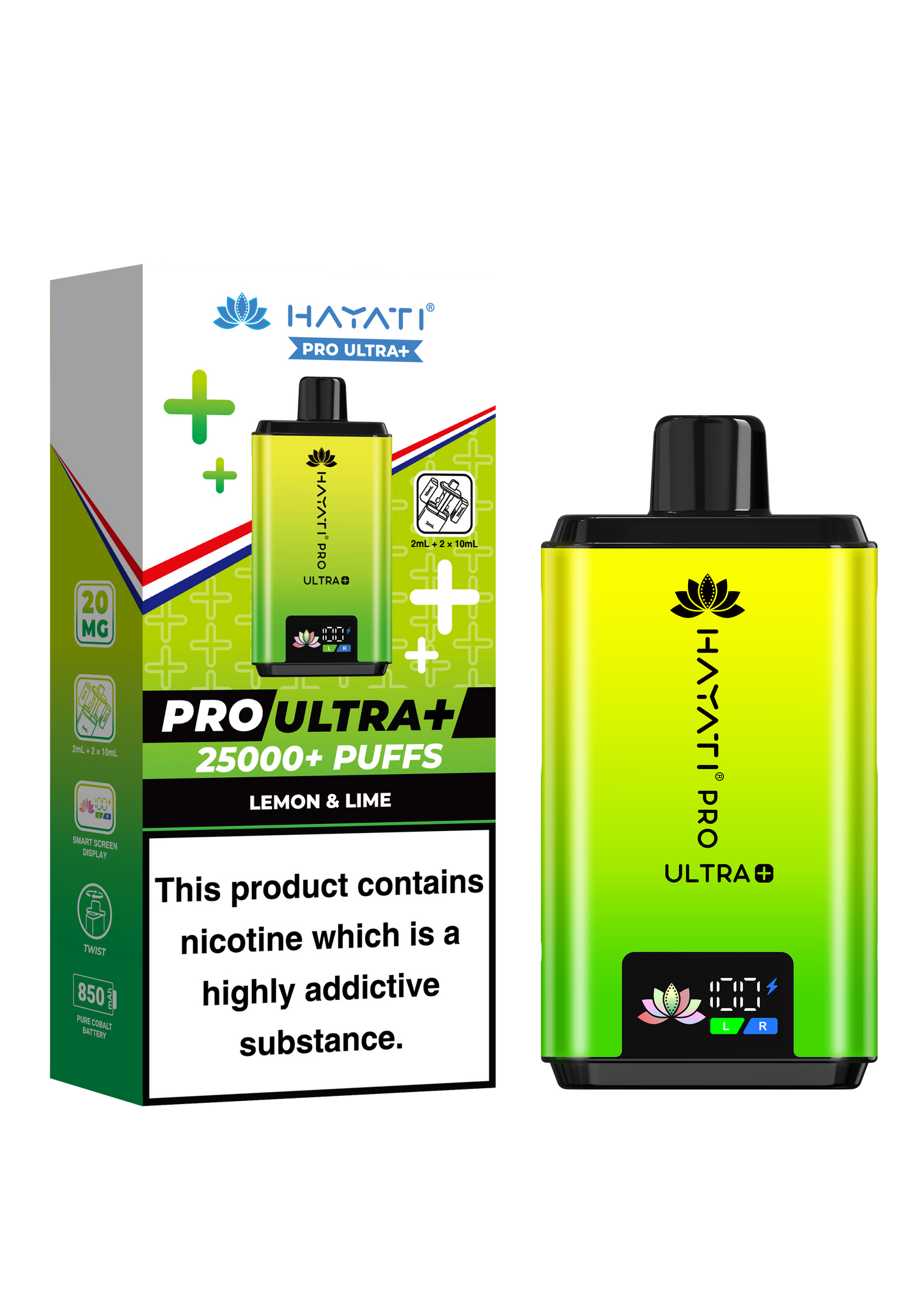 Buy Hayati Pro Ultra Plus 25k Prefilled Vape Kit Box of 5 Lemon Lime