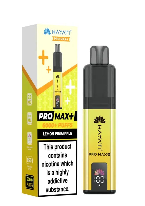 Buy Hayati Pro Max Plus 6000 Prefilled Vape Box of 5 Lemon Pineapple