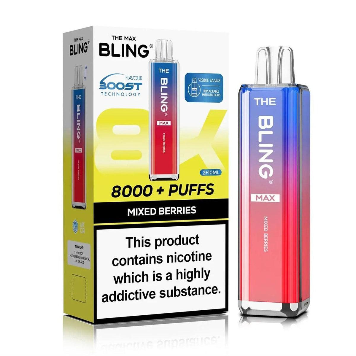 Buy Crystal Bling Max 8000 Prefilled Pod Kit Box of 5 Mixed Berries
