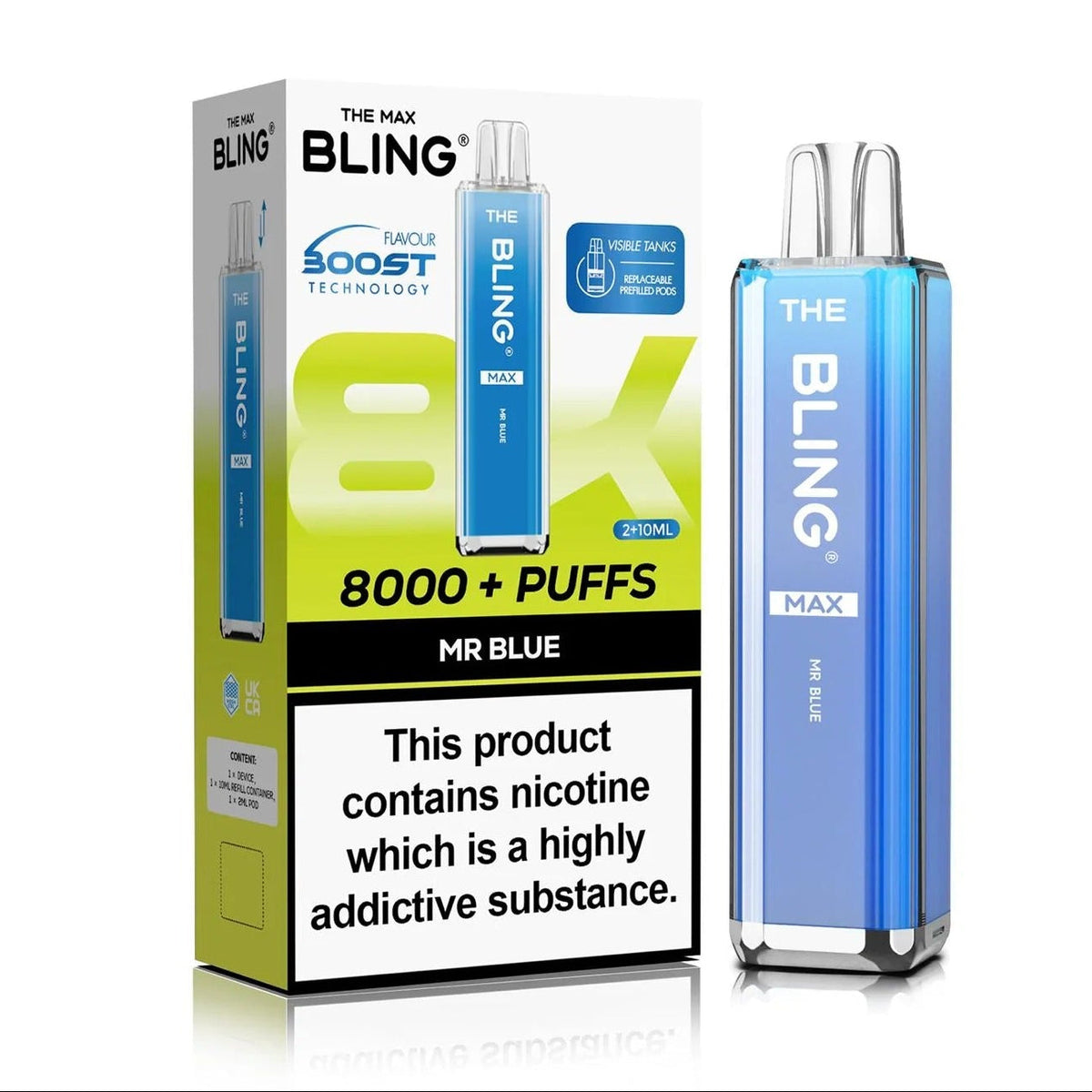 Buy Crystal Bling Max 8000 Prefilled Pod Kit Box of 5 Mr Blue