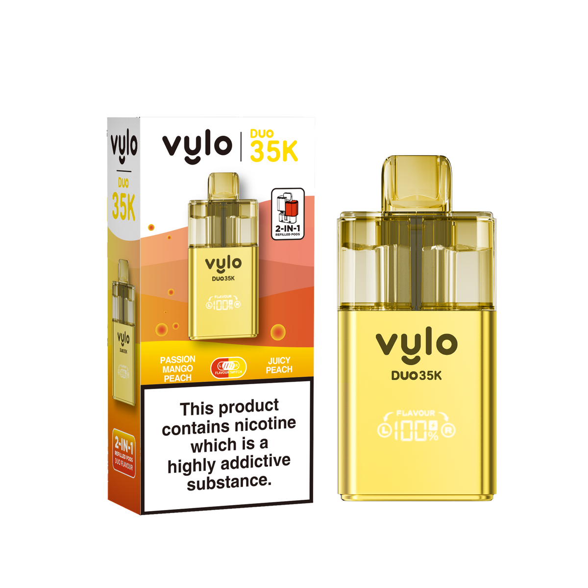 Buy Vylo Duo 35k Prefilled Pod Kit Box of 5 Passion Mango Peach Juicy Peach