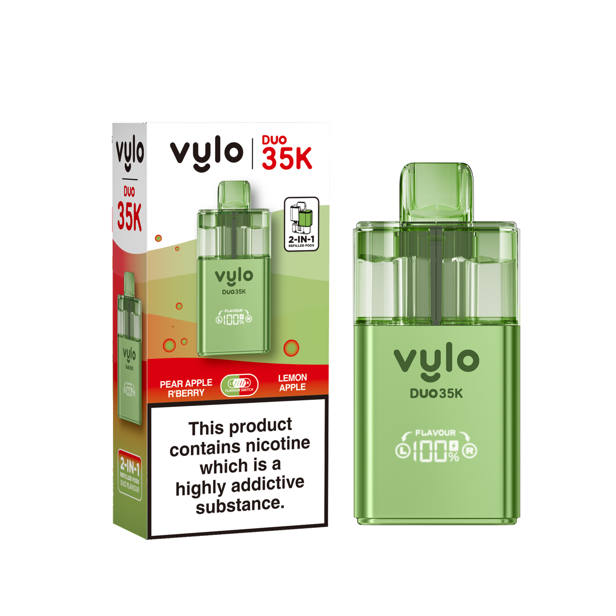 Buy Vylo Duo 35k Prefilled Pod Kit Box of 5 Pear Apple R'Berries Lemon Apple