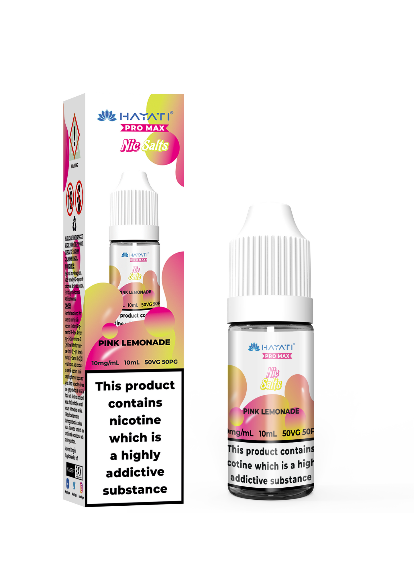 Buy Hayati Pro Max 10ml Nic Salt E-Liquid - Pack of 10 Pink Lemonade