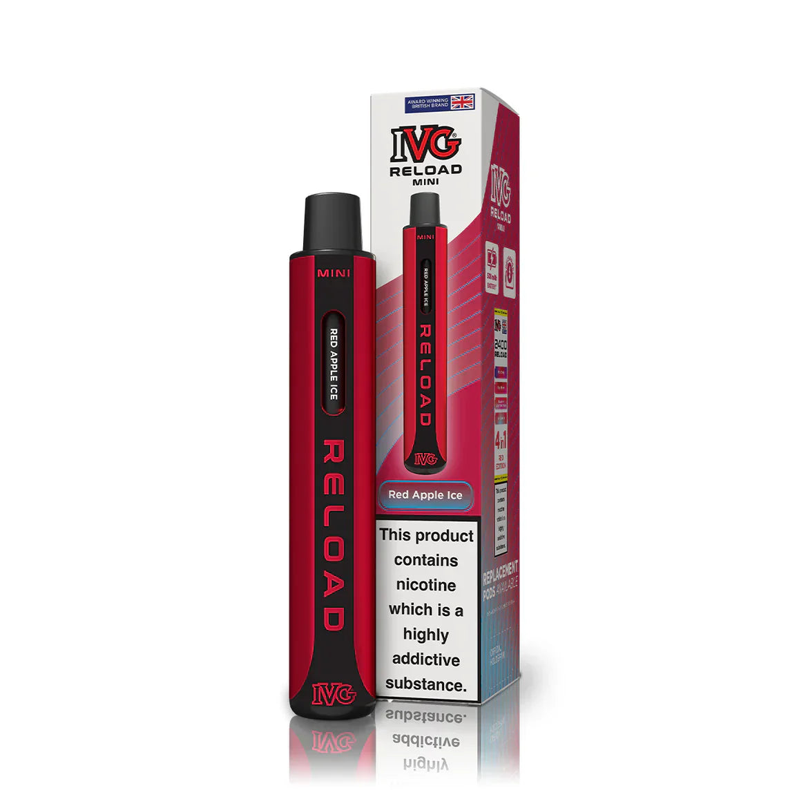 Buy IVG Reload Mini Pod Vape Kit Box Of 10 Red Apple Ice