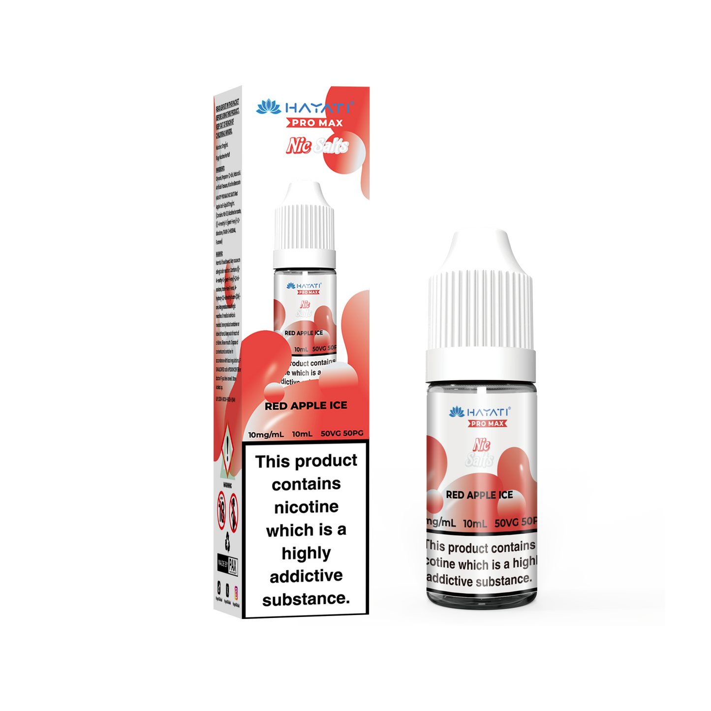 Buy Hayati Pro Max 10ml Nic Salt E-Liquid - Pack of 10 Red Apple Ice
