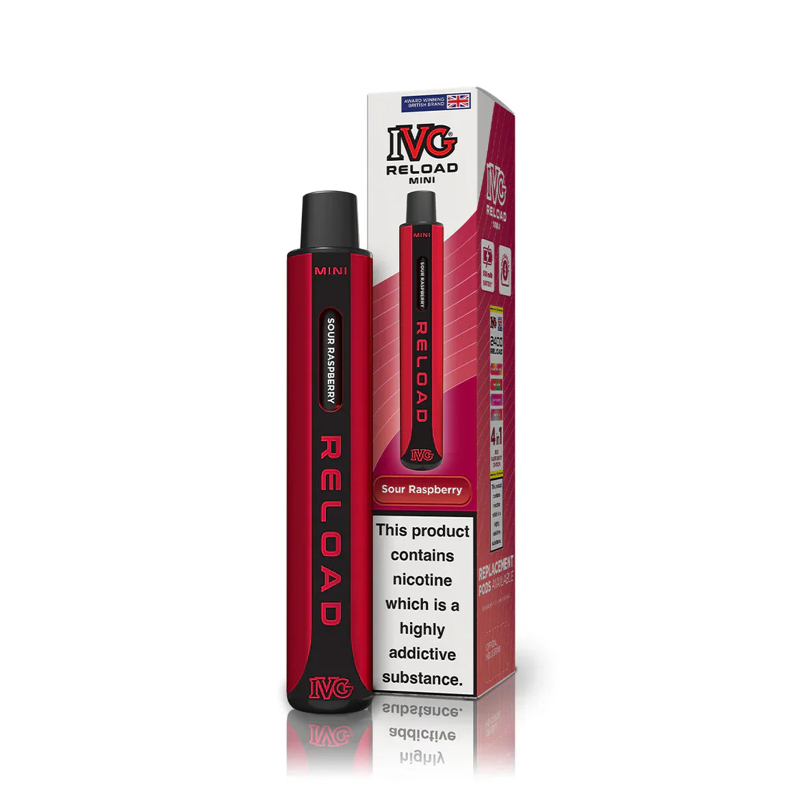 Buy IVG Reload Mini Pod Vape Kit Box Of 10 Sour Raspberry
