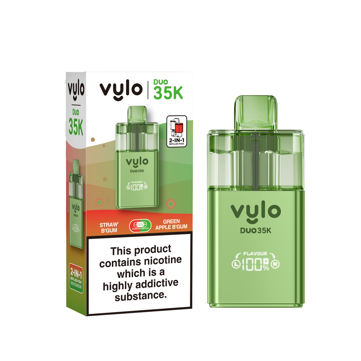 Buy Vylo Duo 35k Prefilled Pod Kit Box of 5 Straw'B Gum Green Apple B'Gum