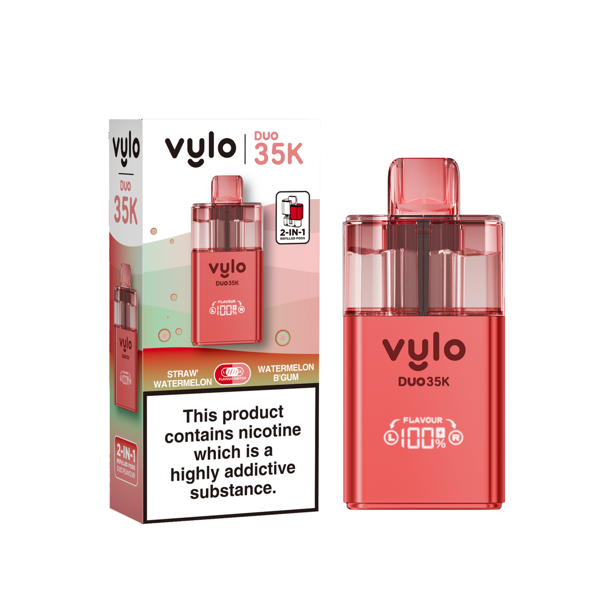 Buy Vylo Duo 35k Prefilled Pod Kit Box of 5 Straw' Watermelon Watermelon B'Gum