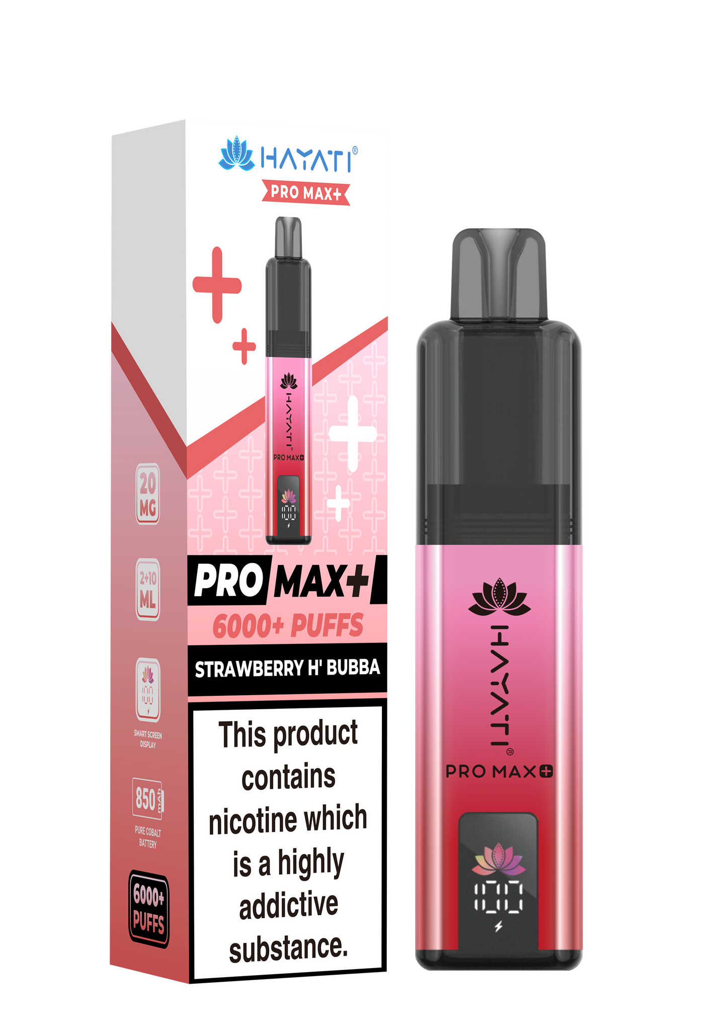 Buy Hayati Pro Max Plus 6000 Prefilled Vape Box of 5 Strawberry H'Bubba