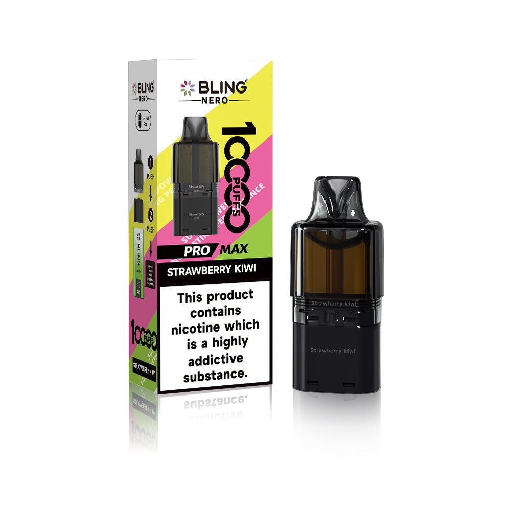 Buy Crystal Bling Nero 10k Prefilled Pods Box of 5 Strawberry Kiwi