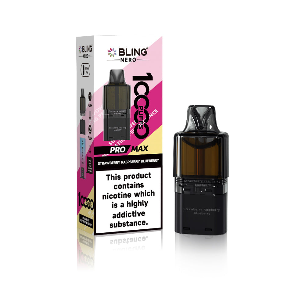 Buy Crystal Bling Nero 10k Prefilled Pods Box of 5 Strawberry Raspberry Blueberry