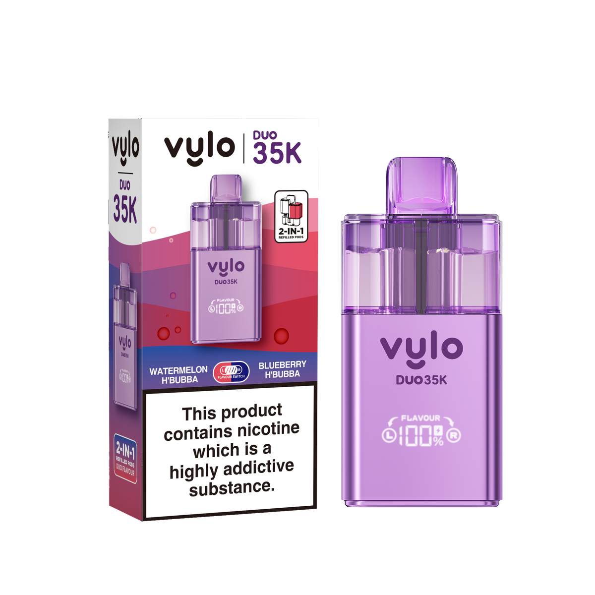 Buy Vylo Duo 35k Prefilled Pod Kit Box of 5 Watermelon H'Bubba Blueberry H'Bubba