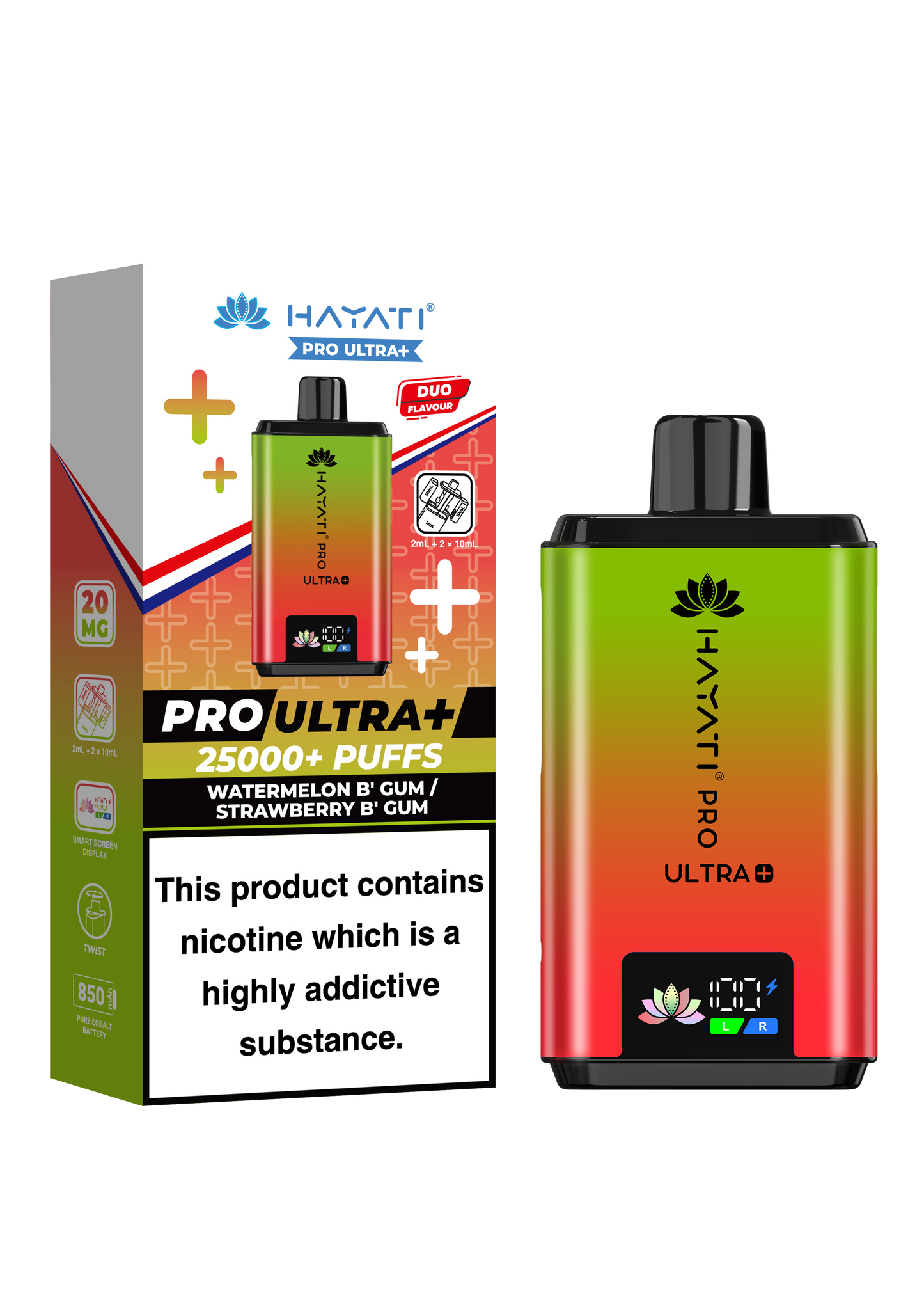 Buy Hayati Pro Ultra Plus 25k Prefilled Vape Kit Box of 5 Watermelon B' Gum Strawberry B' Gum
