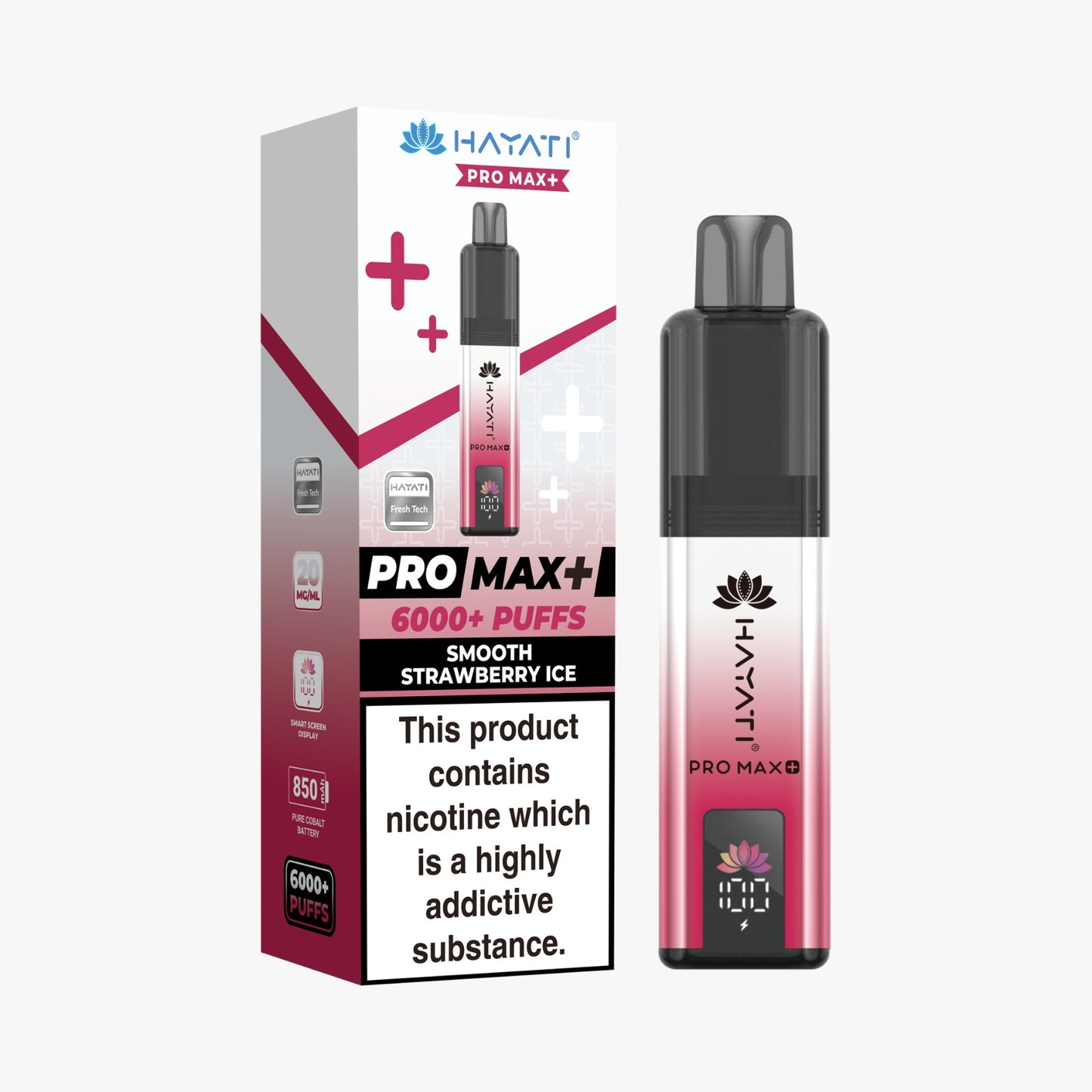 Buy Hayati Pro Max Plus 6000 Prefilled Vape Box of 5 Smooth Strawberry Ice