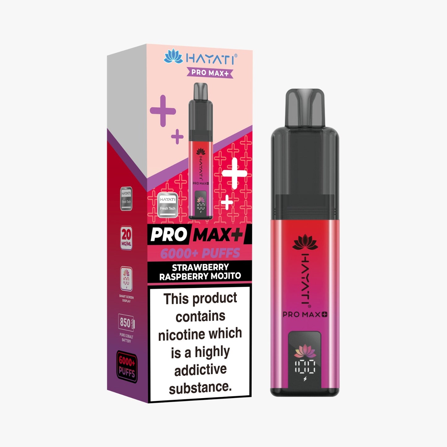 Buy Hayati Pro Max Plus 6000 Prefilled Vape Box of 5 Strawberry Raspberry Mojito