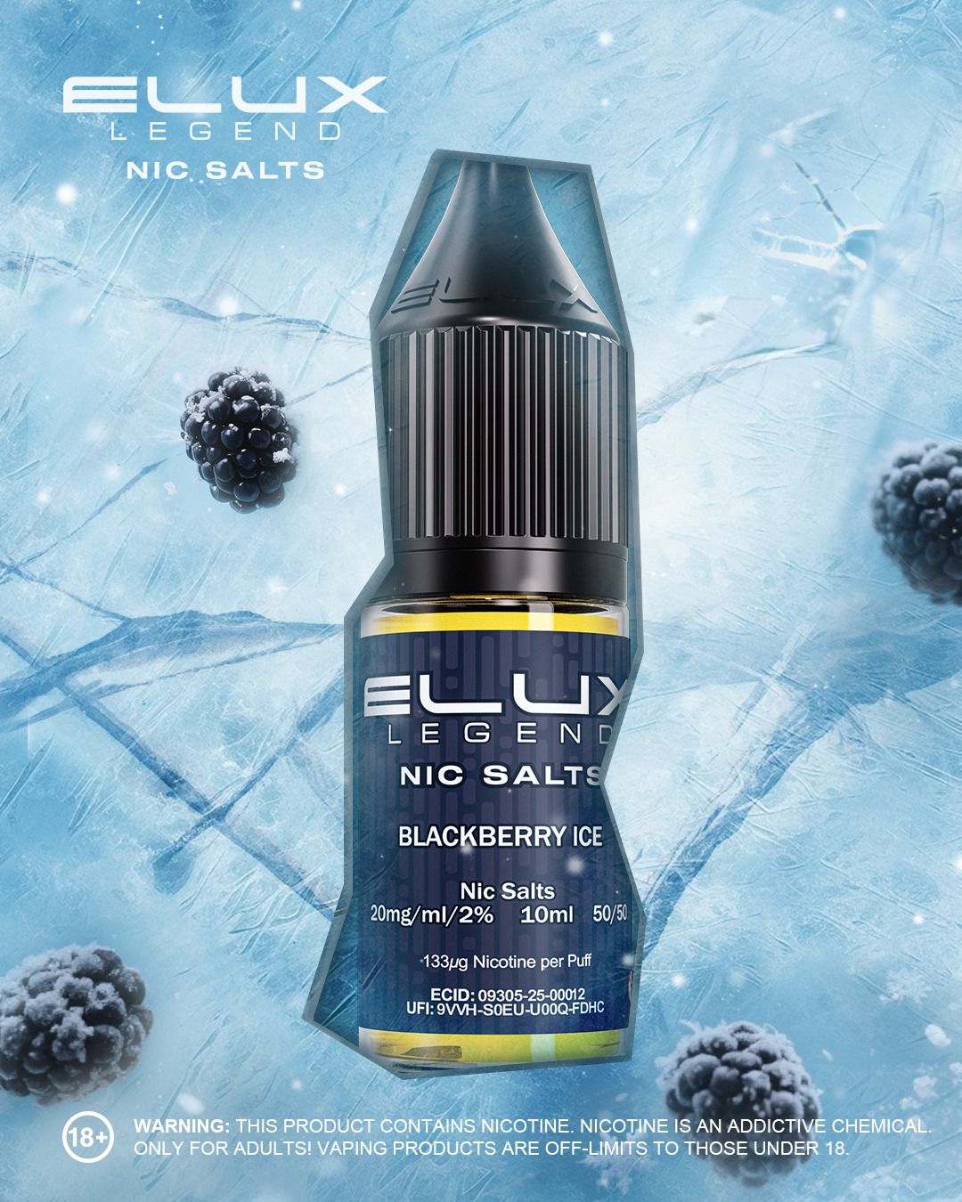 Buy Elux Legend 10ml Nic Salt - Pack of 10 Blackberry Ice *New*