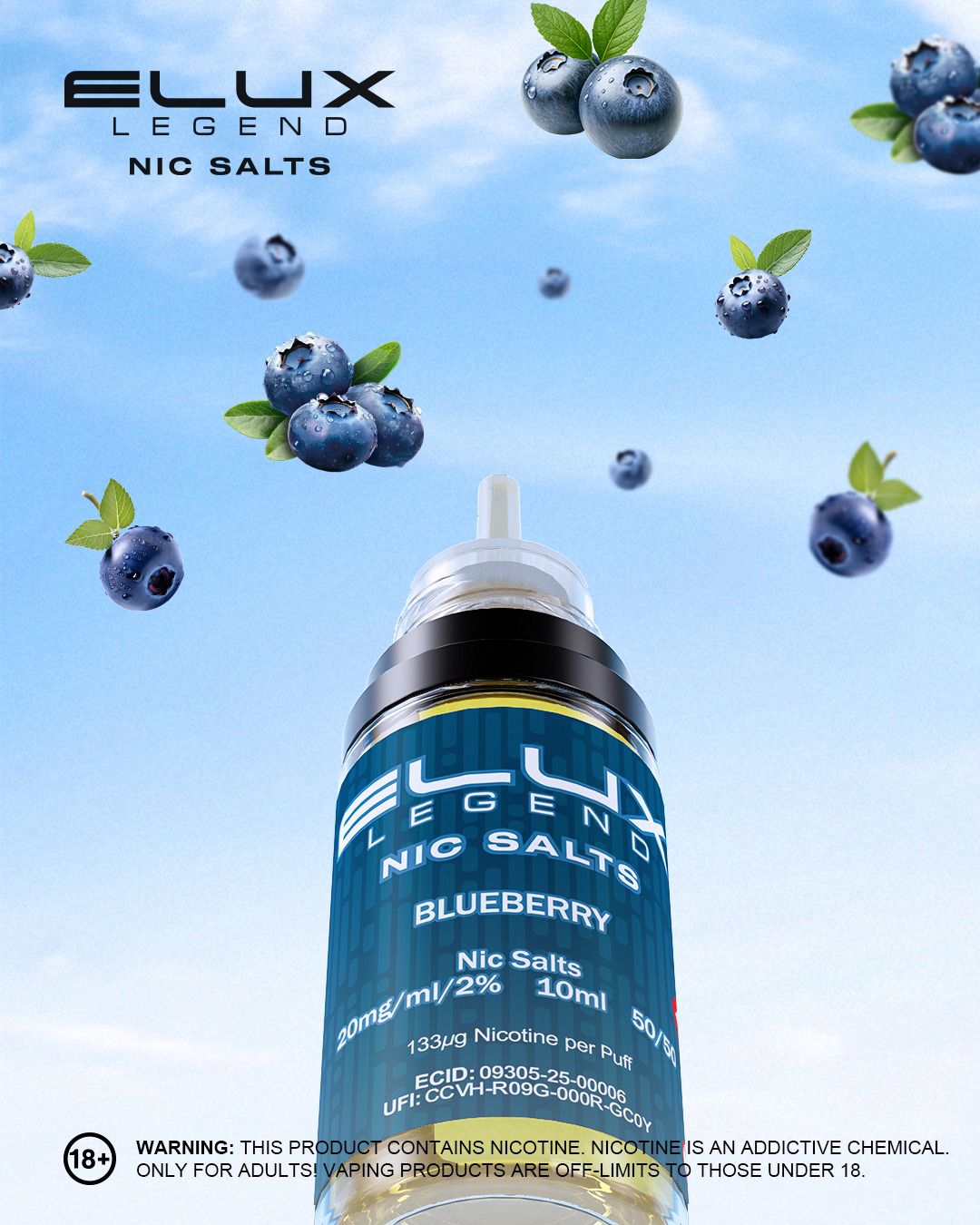 Buy Elux Legend 10ml Nic Salt - Pack of 10 Blueberry *New*