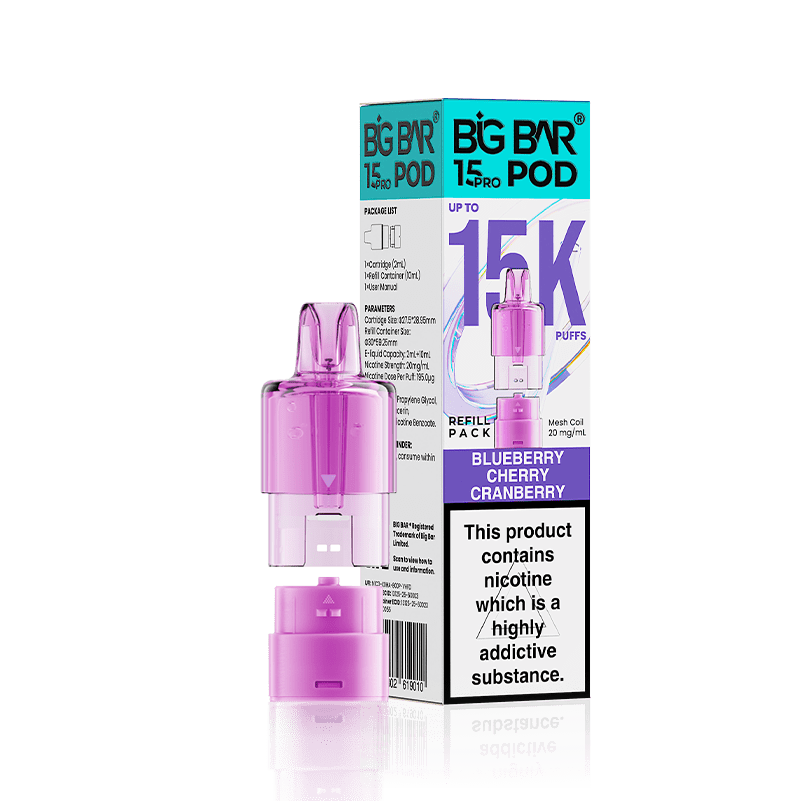 Buy Big Bar 15000 Pro Prefilled Replacement Pods Pack of 5 Blueberry Cherry Cranberry