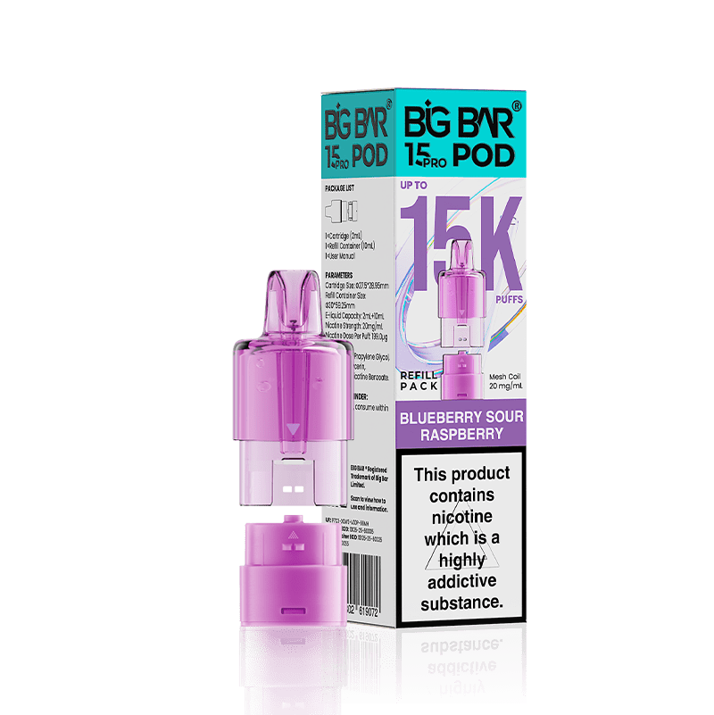 Buy Big Bar 15000 Pro Prefilled Replacement Pods Pack of 5 Blueberry Sour Raspberry