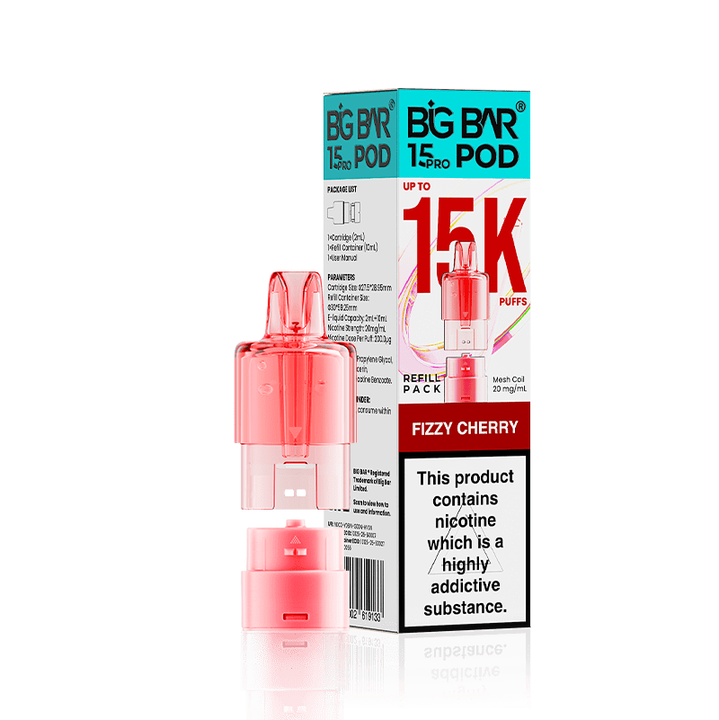 Buy Big Bar 15000 Pro Prefilled Replacement Pods Pack of 5 Fizzy Cherry