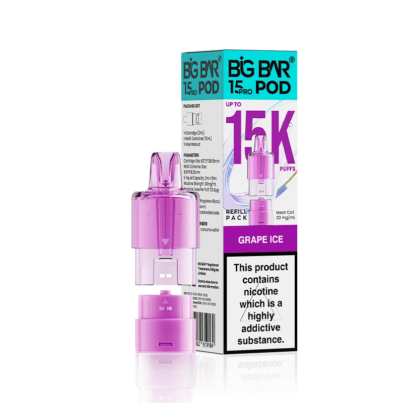 Buy Big Bar 15000 Pro Prefilled Replacement Pods Pack of 5 Grape Ice