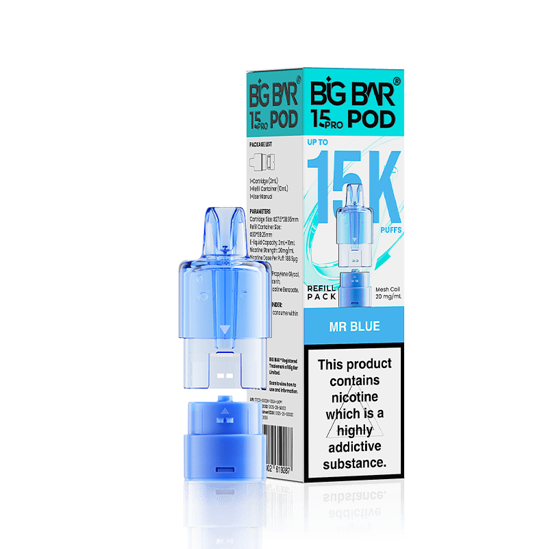 Buy Big Bar 15000 Pro Prefilled Replacement Pods Pack of 5 Mr Blue