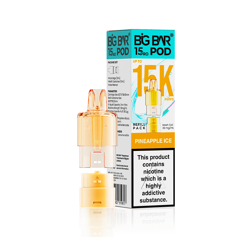 Buy Big Bar 15000 Pro Prefilled Replacement Pods Pack of 5 Pineapple Ice