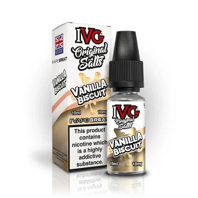Buy IVG Original Nic Salts E-liquids 10ml Box of 10 Vanilla Biscuit 10 mg